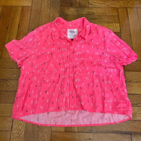 SO Other - SO perfect shirt Crop Top Anchors Sail  Hot pink Juniors Size L